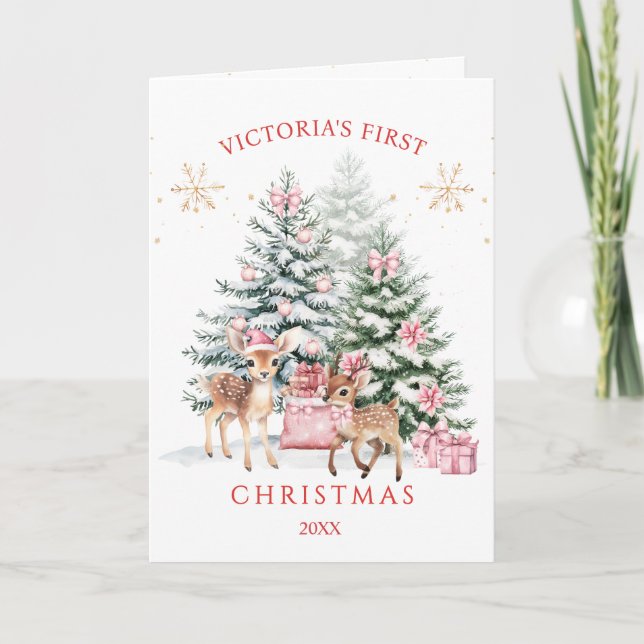Carte Noël Arbre de Noël Pauvreté Baby's First Christmas (Devant)