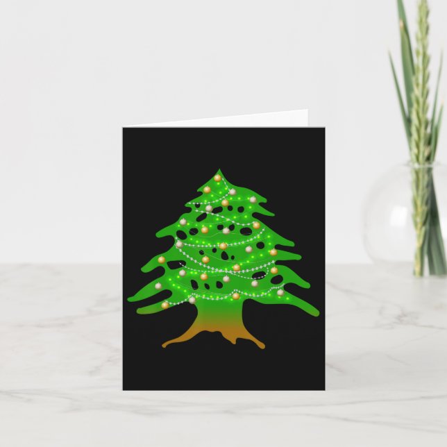 Carte Noël Arbre Libanais Liban Drapeau Ced de Noël (Devant)