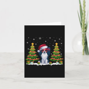 Carte Noël Arbre Lumières Papillon Chien Santa Hat Noël