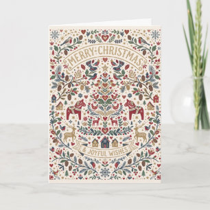 Carte Noël Art Populaire Cheval Dala Nordique