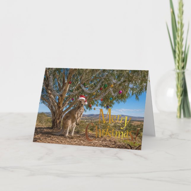 Carte Noël Australien Kangourou Gumtree Boules (Devant)