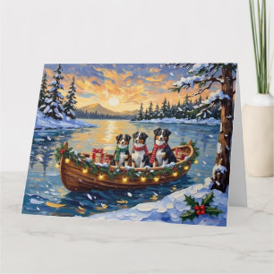 Carte Noël Australien Shepherd Bateau Vacances