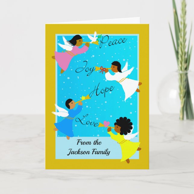 Carte Noël avant personnalisé avec Angles multiculturels (Devant)