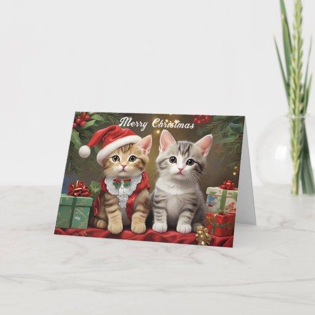 Carte Noël avec de mignons chats (Devant)