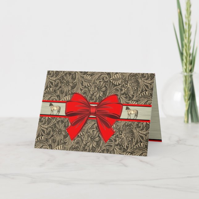 Carte Noël avec impression de cuir faux façonné occident (Devant)