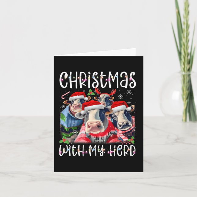 Carte Noël Avec Mon Fermier De Vache De Troupeau (Devant)