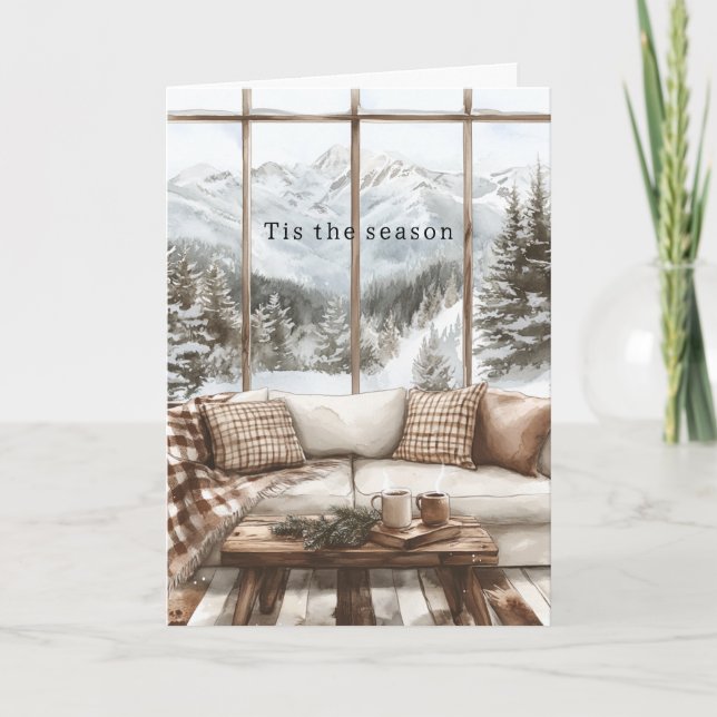 Carte Noël avec neige dans la fenêtre (Devant)