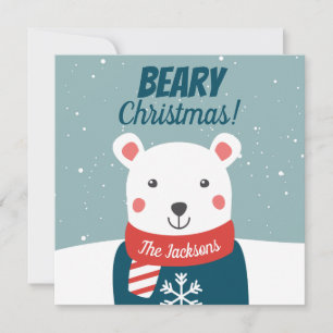 Carte Noël avec un ours polaire de dessin animé