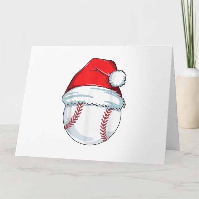 Carte Noël Baseball Santa Hat Ball Enfants garçons Homme (Devant)