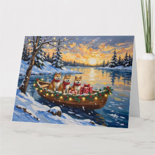 Carte Noël Bateau Akita Fêtes