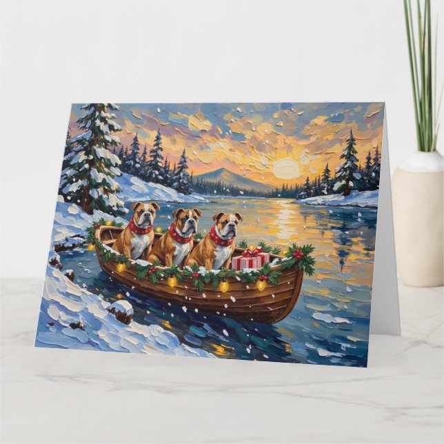 Carte Noël Bateau de Noël Bulldog (Devant)