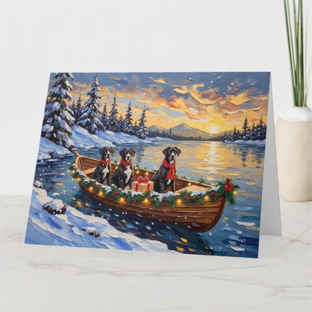 Carte Noël Bateau de Noël Grand Danois (Devant)