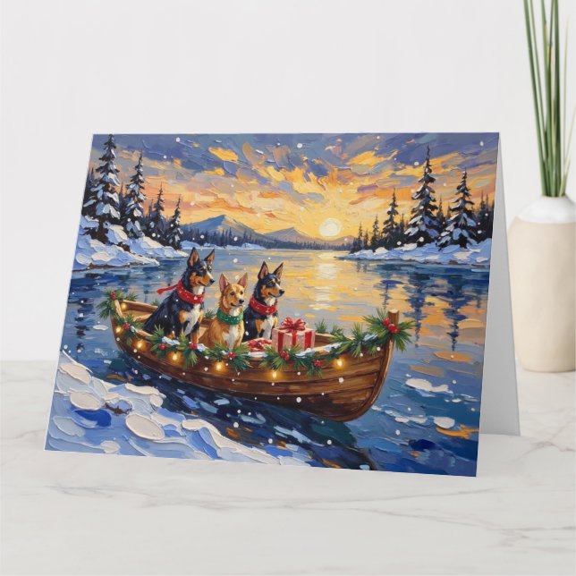 Carte Noël Bateau de vacances de Kelpie australien (Devant)