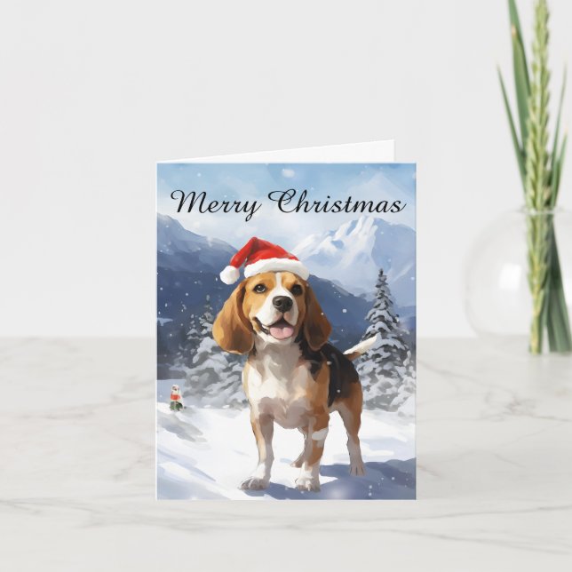 Carte Noël beagle (Devant)
