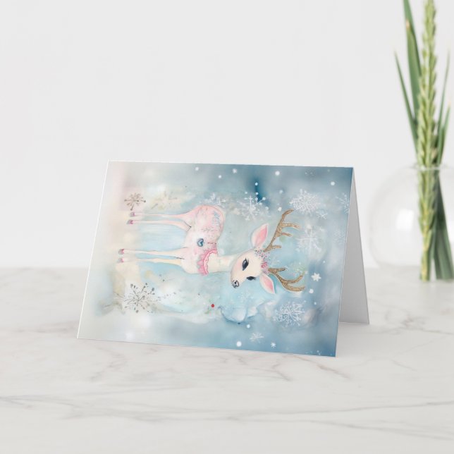 Carte Noël Bébé Animaux Cerfs voeux de Noël (Devant)