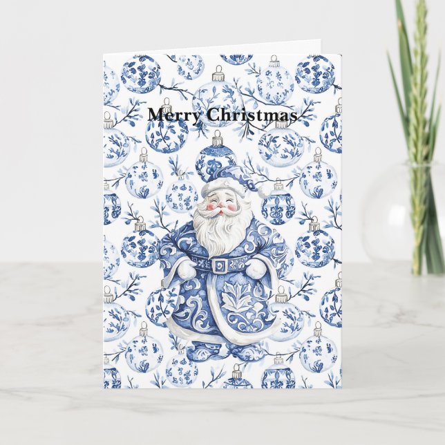 Carte Noël blanc chic Père Noël (Devant)