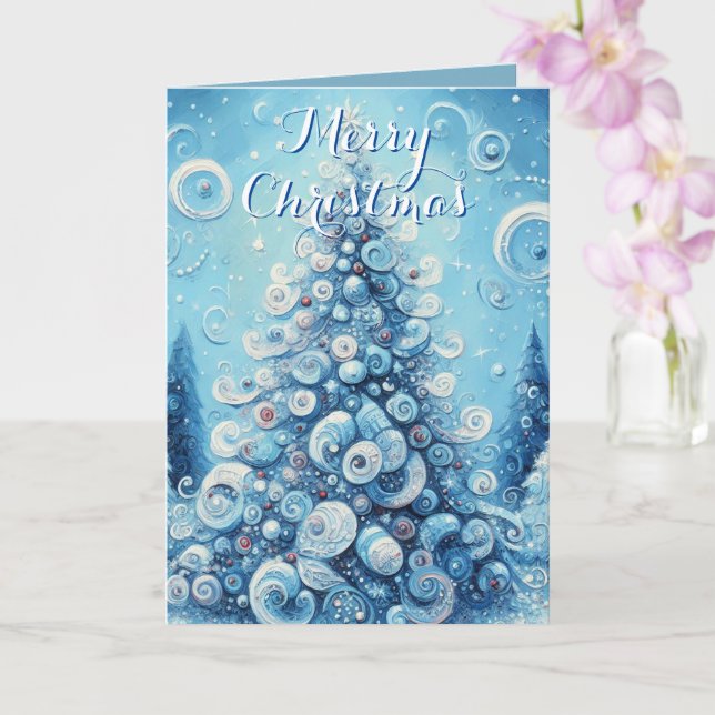 Carte Noël bleu personnalisé (Orchidée)