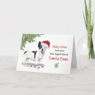Carte Noël Bouledogue Français De Chien en Drôle de Père