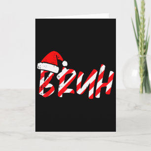 Carte Noël Bruh Canne en Bonbon Chapeau de Père Noël Xma