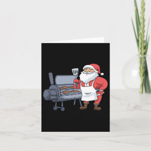 Carte Noël Byrbecue Santa Claus Grill Smoker Steak