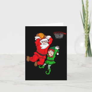 Carte Noël Bysketbyll Santa Claus Slam Dunk Elf Fun