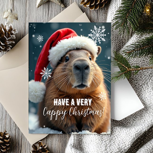 Carte Noël Capybara de Noël très heureux (Créateur téléchargé)
