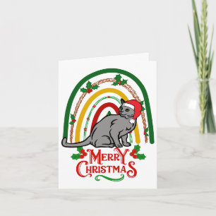 Carte Noël chat bleu russe Joyeux Noël