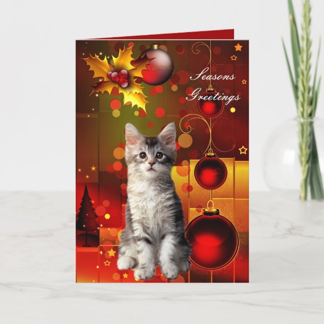 Carte Noël Chat Chaton (Devant)