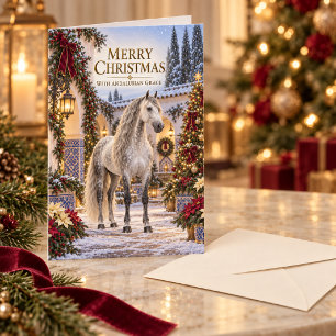 Carte Noël Cheval Andalou Élégant