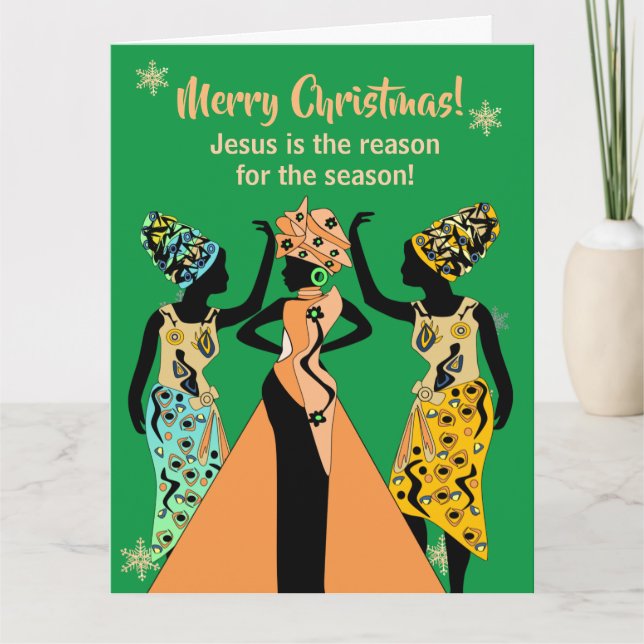 Carte Noël chrétien inspiré par l'Amérique africaine (Devant)
