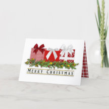 Noël Classé Rouge Plaid Cadeaux Bows Card