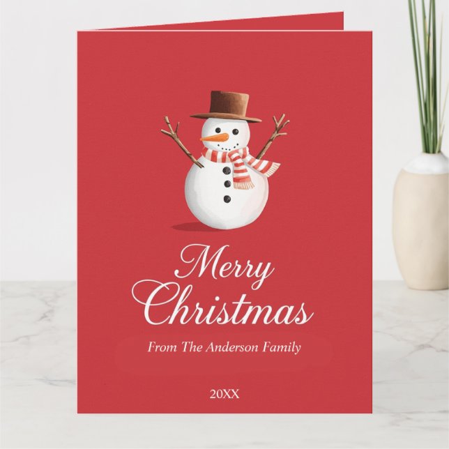 Carte Noël classique Red Snowman (Devant)