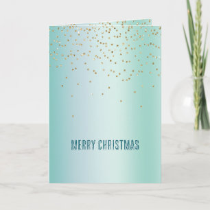Carte Noël Confetti Or Blanc Aqua Menthe