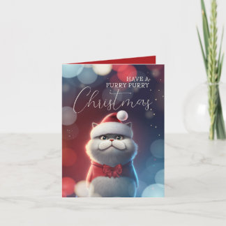 Carte Noël Cute Père Noël Cat Furry