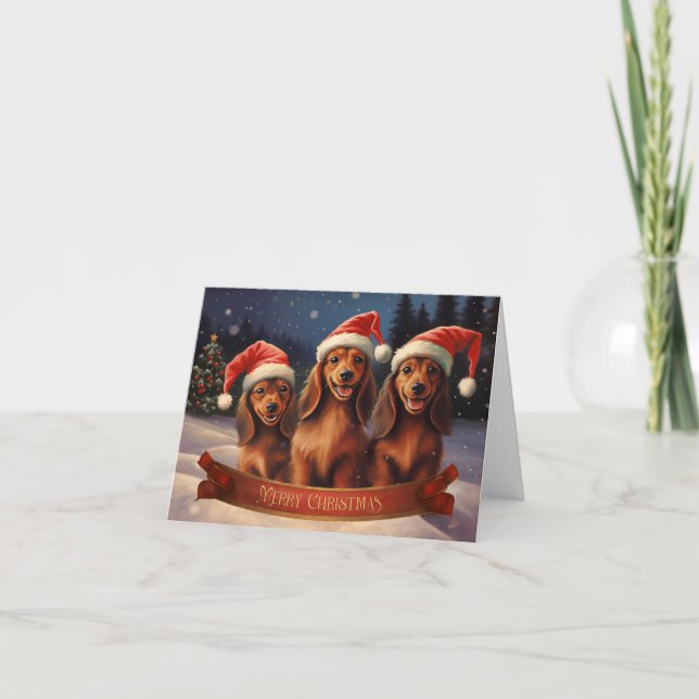 Carte Noël Dachshund (Devant)