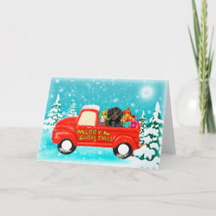 Carte Noël Dachshund Chien cadeaux camion de livraison