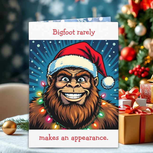 Carte Noël de Bigfoot avec un jeu de mots drôle (Créateur téléchargé)