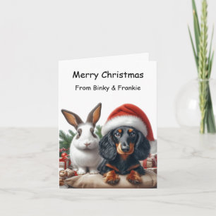 Carte Noël de Bunny et Dachshund