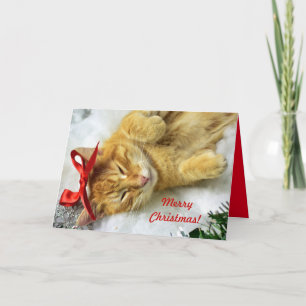 Carte Noël de chat Tabby Orange Personnalisé