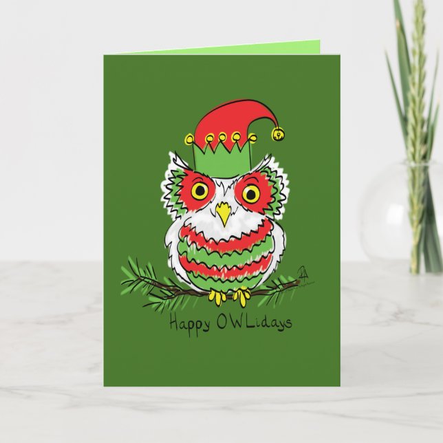Carte Noël de chouette Mignon Drôle de Vacances (Devant)