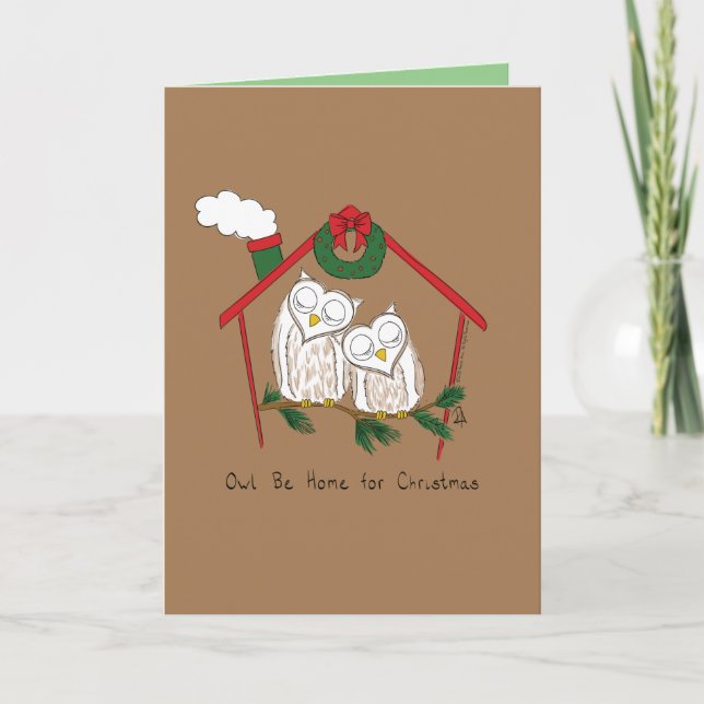 Carte Noël de chouette Mignon Drôle de vacances (Devant)