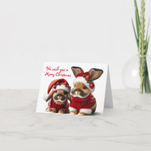 Carte Noël de couple de lapins