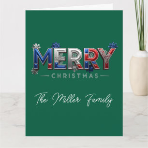 Carte Noël de famille patriotique personnalisé