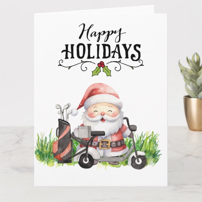 Carte Noël de golf avec Santa Claus Golfer (Petite plante)