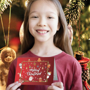 Carte Noël de Grandson, Cute Reindeer et Snowman