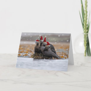 Carte Noël de la famille des loutres