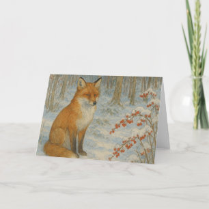 Carte Noël de la Fox d'hiver