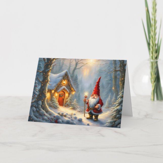 Carte Noël de la Maison Gnome magique d'hiver (Devant)