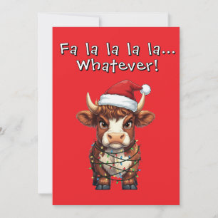 Carte Noël de la vache des Highlands grincheuse