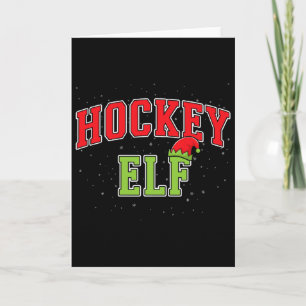 Carte Noël de l'elfe de hockey Famille appariée Groupe X